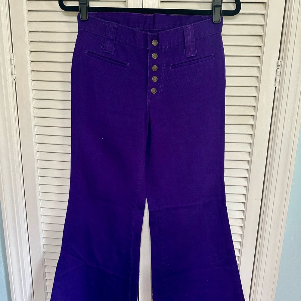 Vintage 1970s purple bell bottom jeans